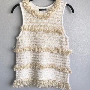 J Crew Sleeveless Striped Shag Fuzzy Sweater